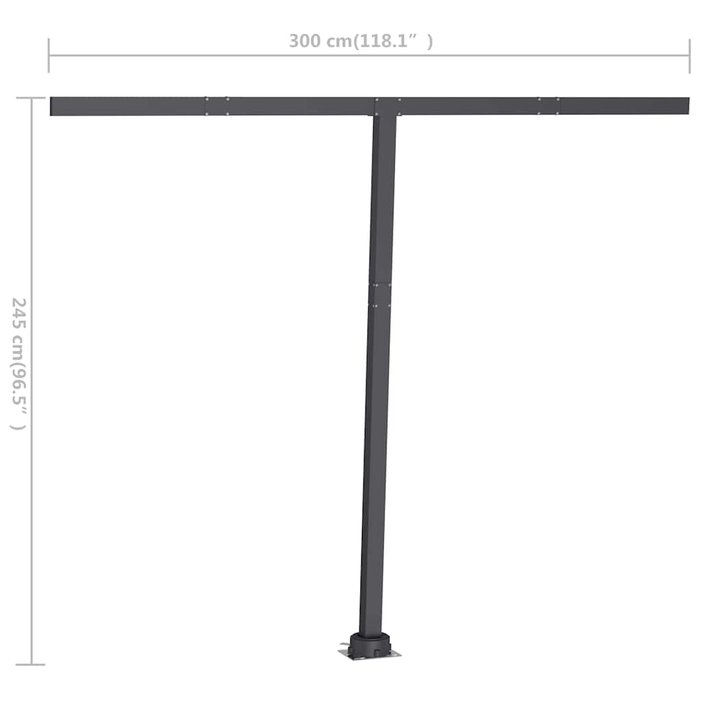 vidaXL Markise Manuell Einziehbar mit LED 300x250 cm Blau und Weiß