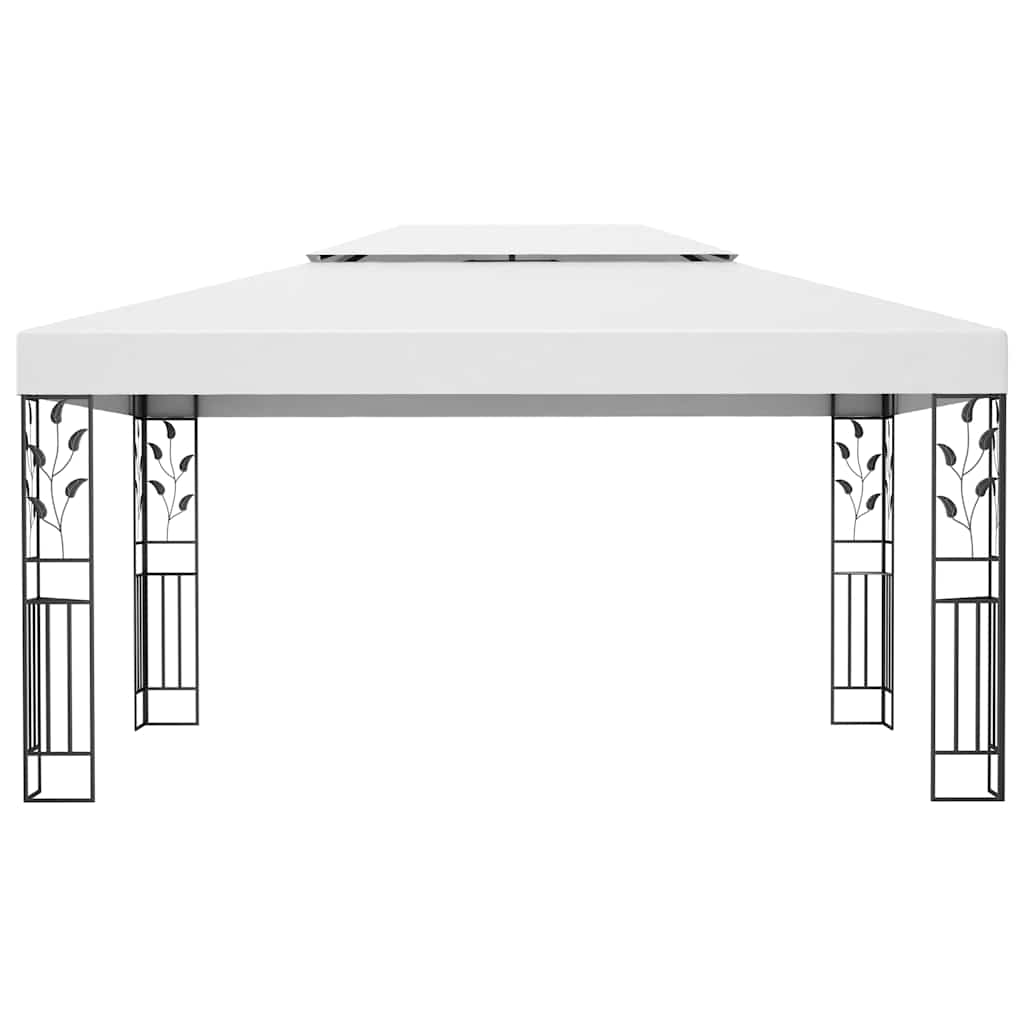 vidaXL Pavillon mit Doppeldach & LED-Lichterkette 3x4 m Weiß