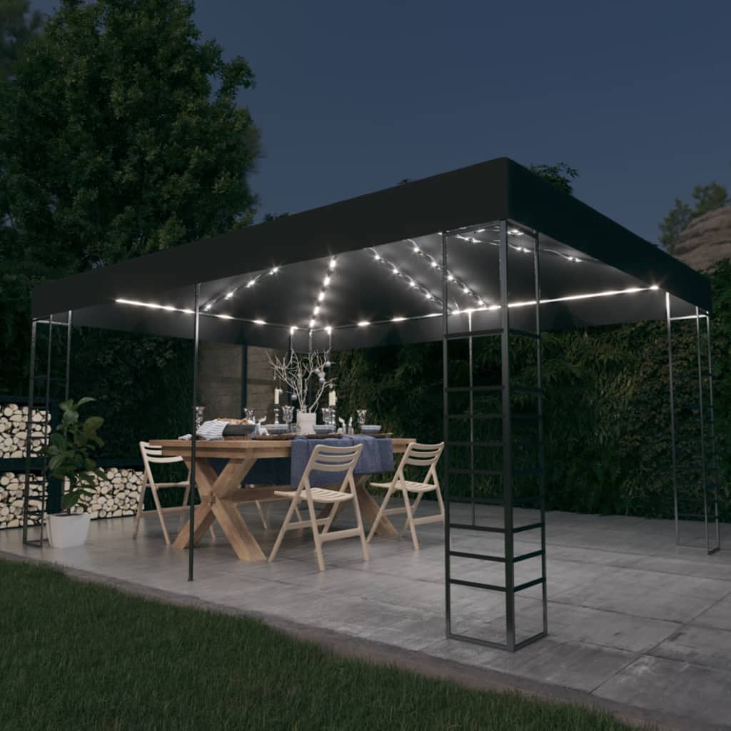 vidaXL Pavillon mit LED-Lichterkette 4x3x2,7 m Weiß