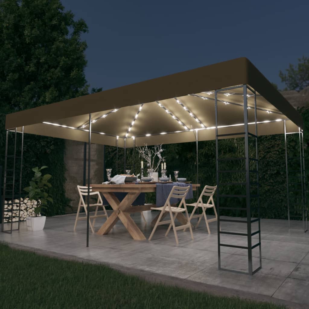 vidaXL Pavillon mit LED-Lichterkette 4x3x2,7 m Weiß