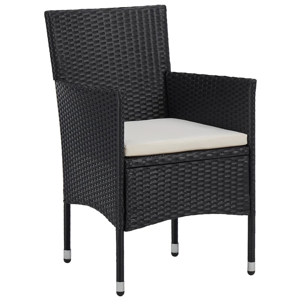 vidaXL 7-tlg. Garten-Essgruppe Poly Rattan Schwarz