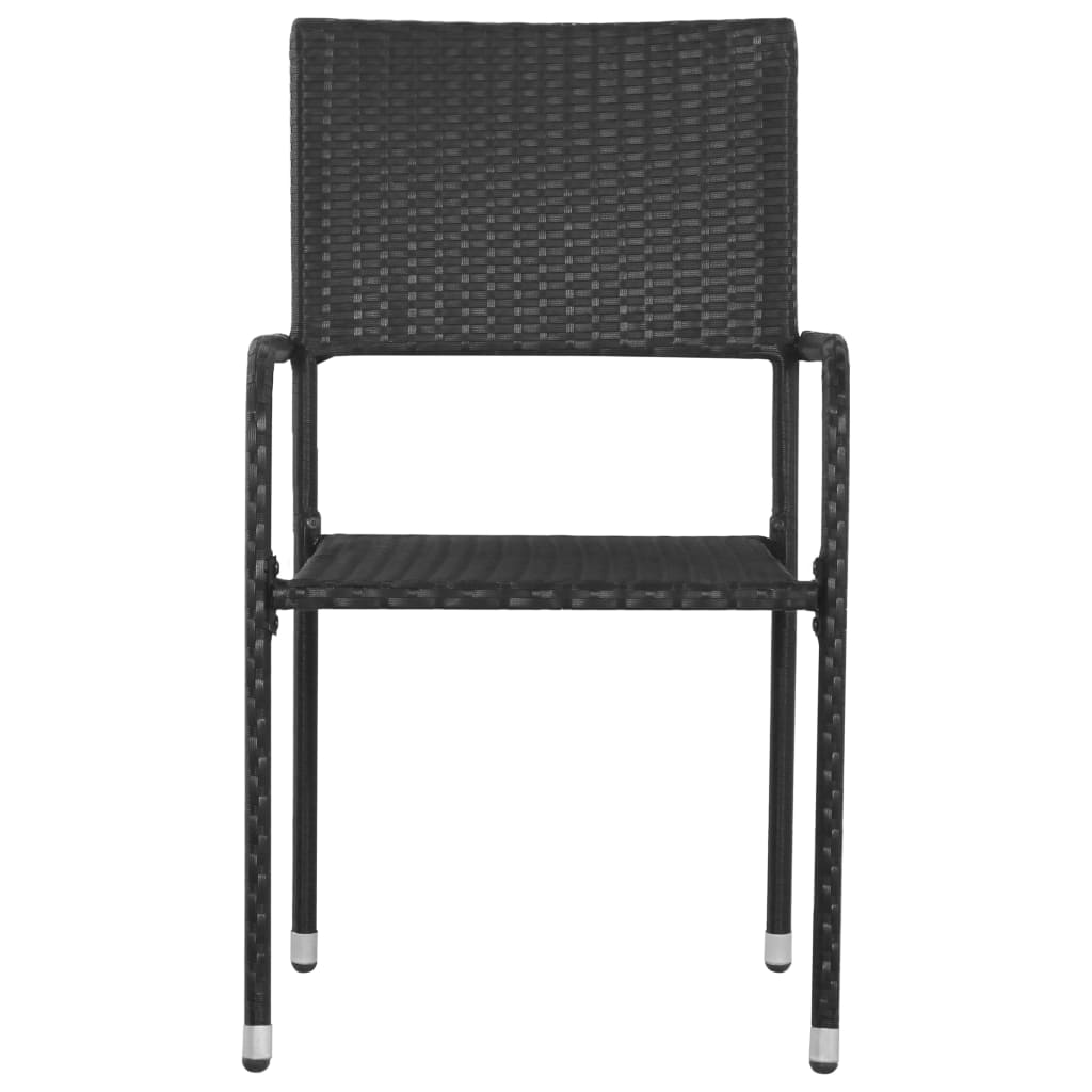 vidaXL 7-tlg. Garten-Essgruppe Poly Rattan Schwarz