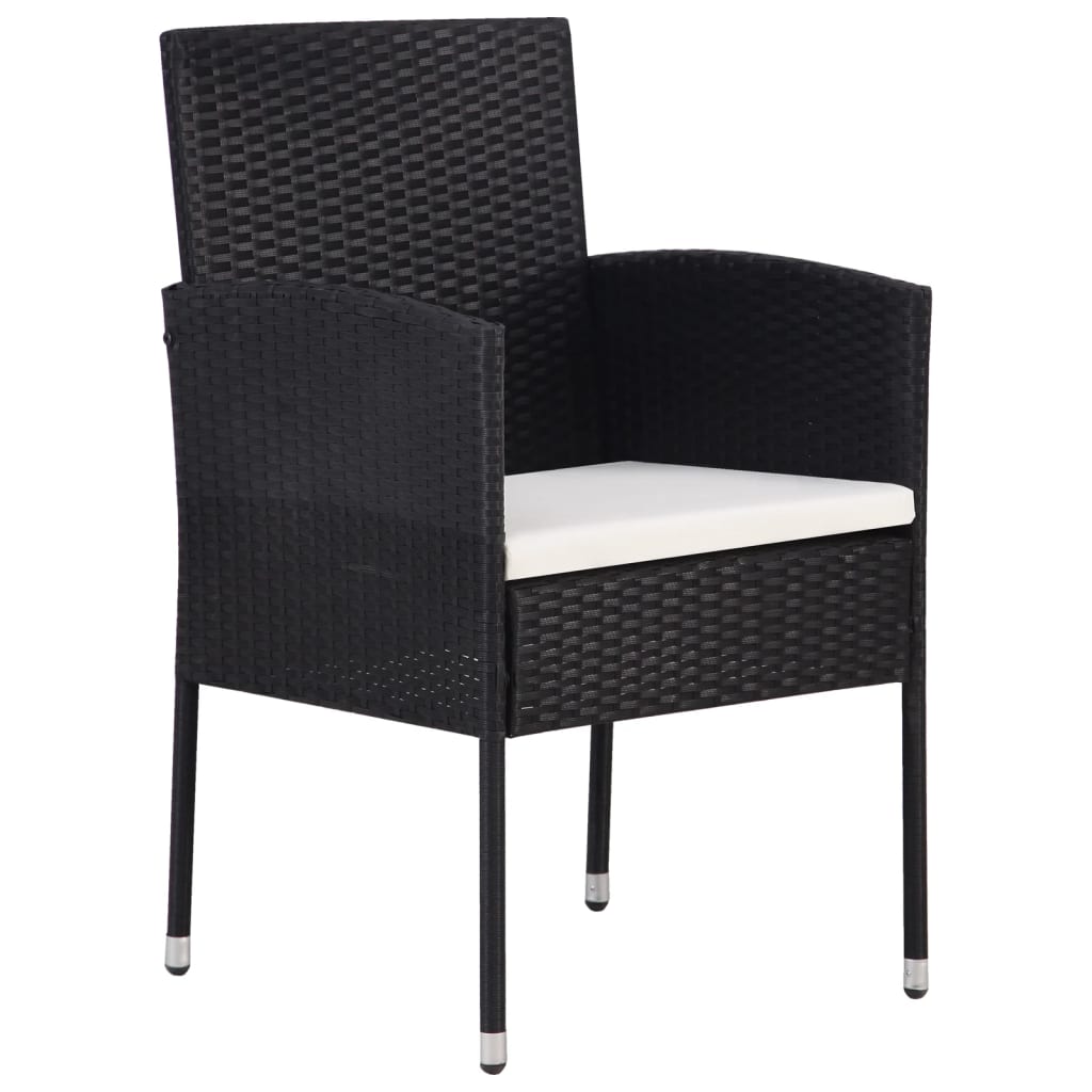 vidaXL 7-tlg. Garten-Essgruppe Poly Rattan Schwarz