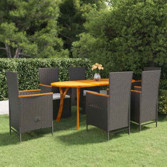 vidaXL 5-tlg. Garten-Essgruppe Schwarz