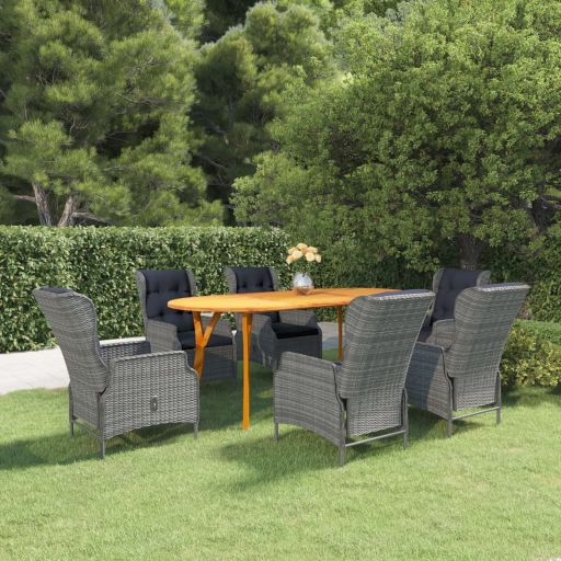 vidaXL 7-tlg. Garten-Essgruppe Dunkelgrau