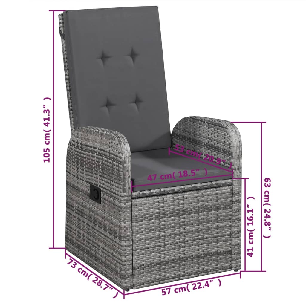 vidaXL 5-tlg. Garten-Essgruppe Grau
