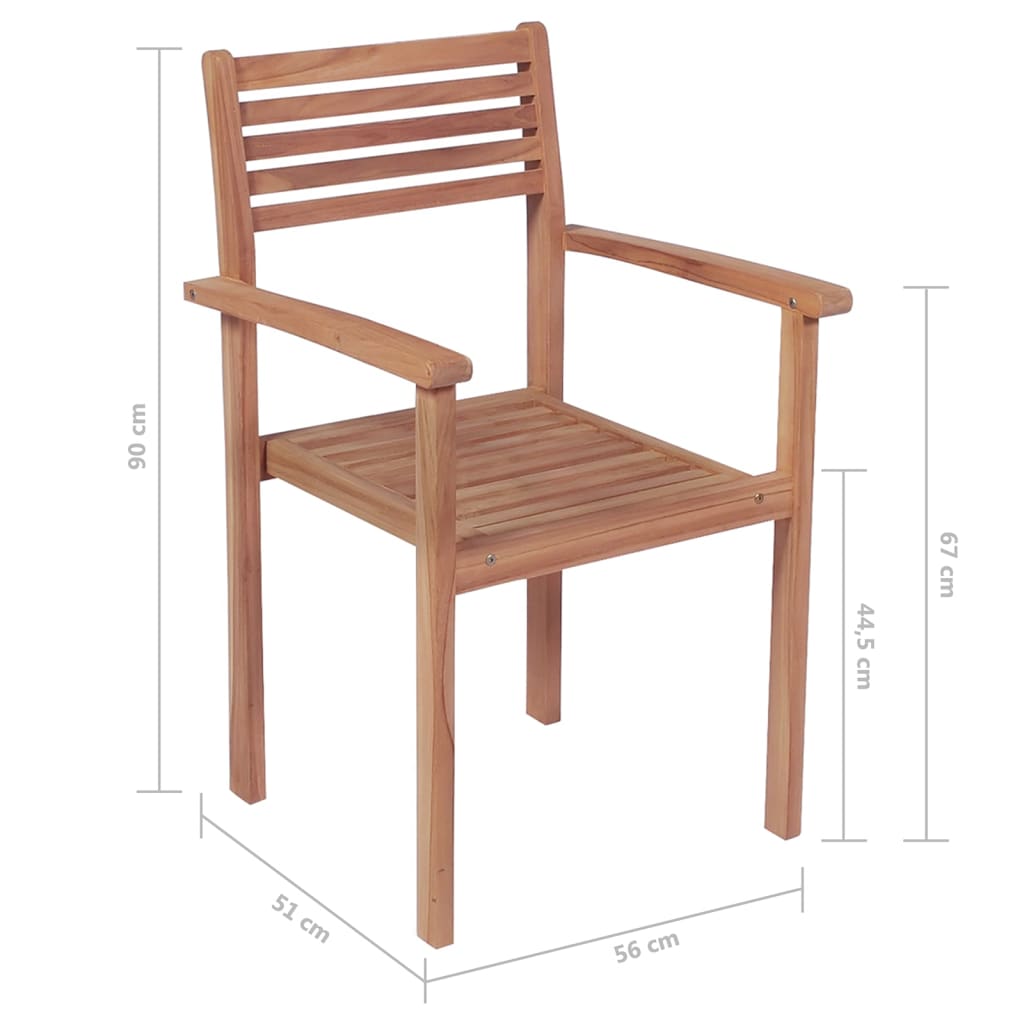 vidaXL Stapelbare Gartenstühle 6 Stk. Massivholz Teak