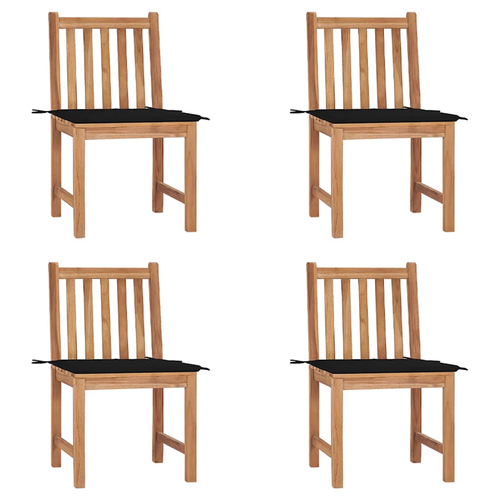 vidaXL Gartenstühle 2 Stk. mit Kissen Massivholz Teak
