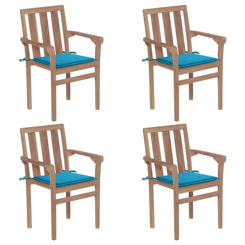 vidaXL Gartenstühle 2 Stk. mit Anthrazit Kissen Massivholz Teak