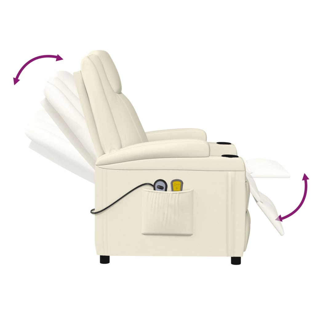 vidaXL Massagesessel Elektrisch Cremeweiß Kunstleder
