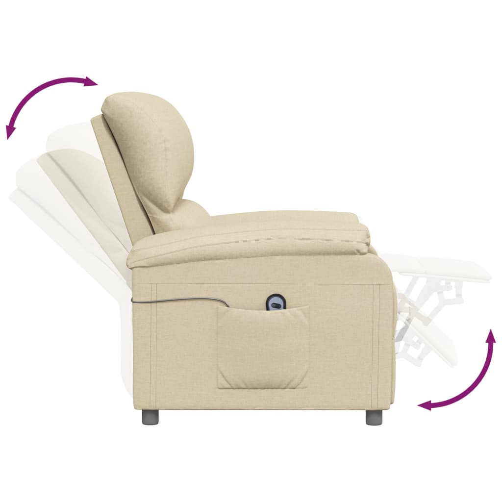 vidaXL Relaxsessel Elektrisch Creme Stoff