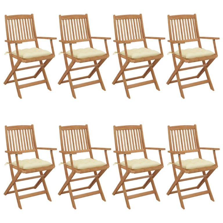 vidaXL Klappbare Gartenstühle 6 Stk. mit Kissen Massivholz Akazie