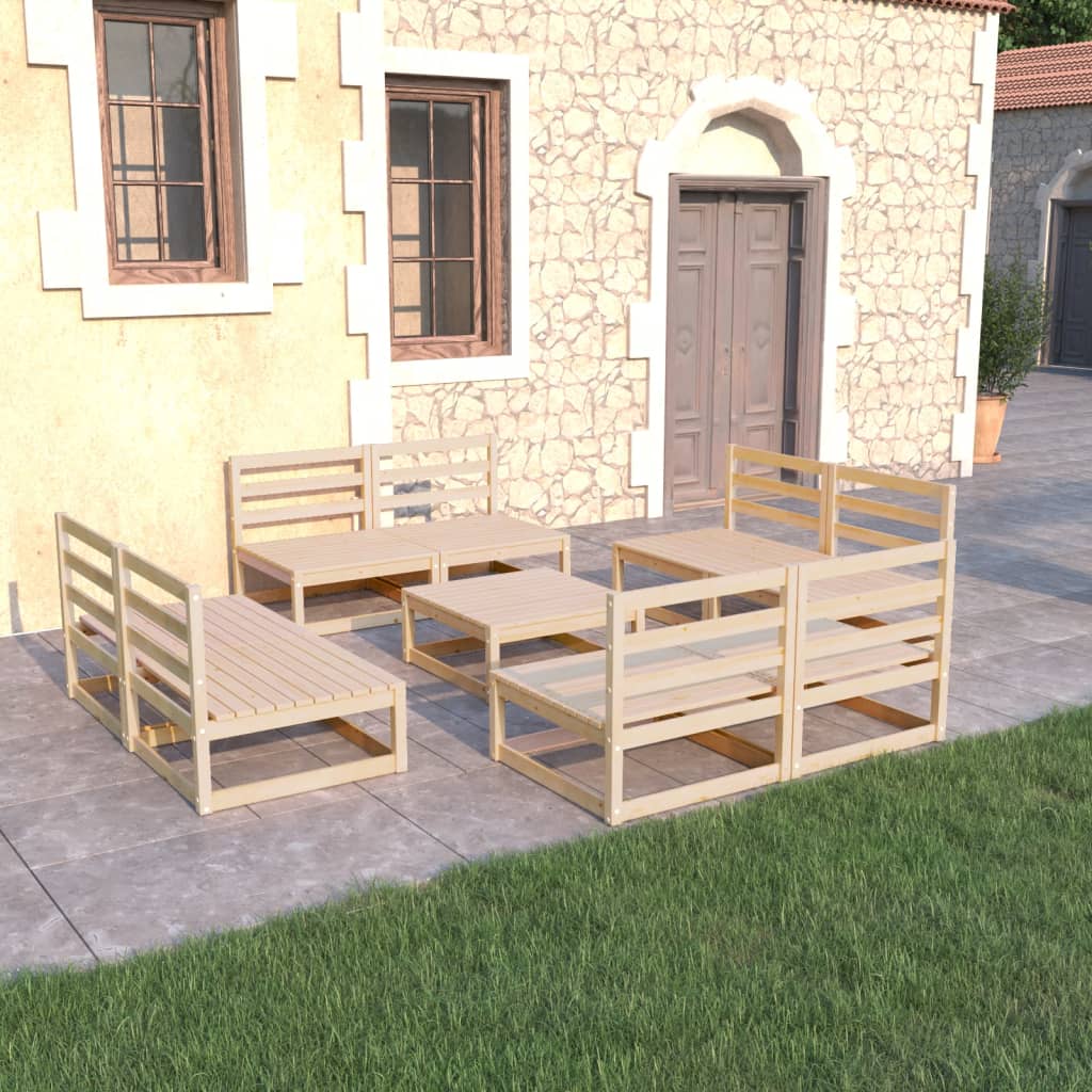 vidaXL 9-tlg. Garten-Lounge-Set Massivholz Kiefer