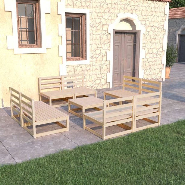 vidaXL 9-tlg. Garten-Lounge-Set Massivholz Kiefer