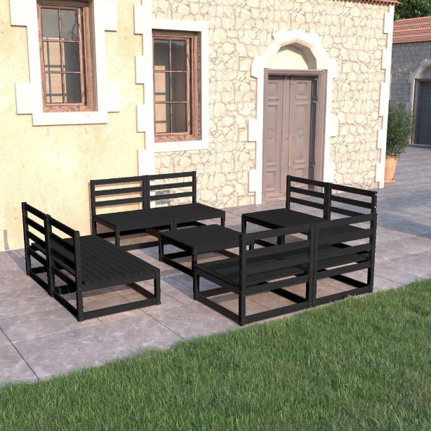 vidaXL 9-tlg. Garten-Lounge-Set Massivholz Kiefer