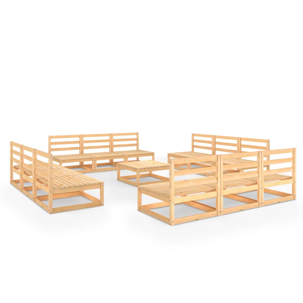 vidaXL 13-tlg. Garten-Lounge-Set Massivholz Kiefer