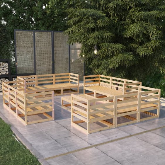 vidaXL 13-tlg. Garten-Lounge-Set Massivholz Kiefer