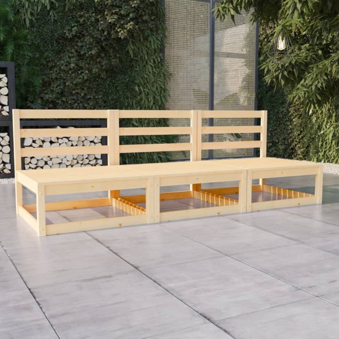 vidaXL Outdoor-Sofa 3-Sitzer Massivholz Kiefer