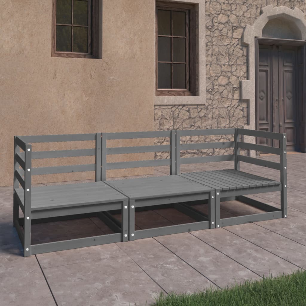 vidaXL Outdoor-Sofa 3-Sitzer Massivholz Kiefer