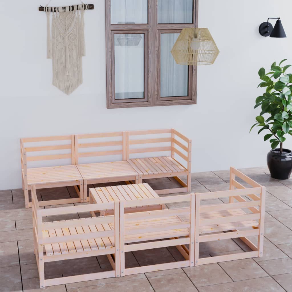 vidaXL 7-tlg. Garten-Lounge-Set Massivholz Kiefer