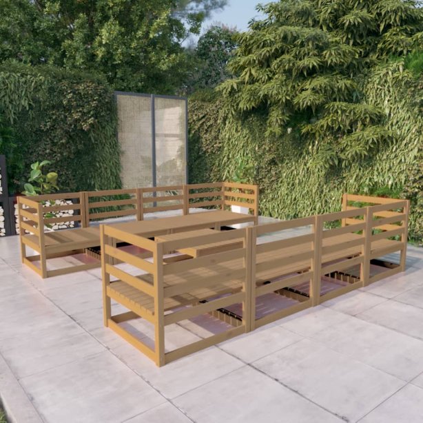 vidaXL 9-tlg. Garten-Lounge-Set mit Kissen Kiefer Massivholz