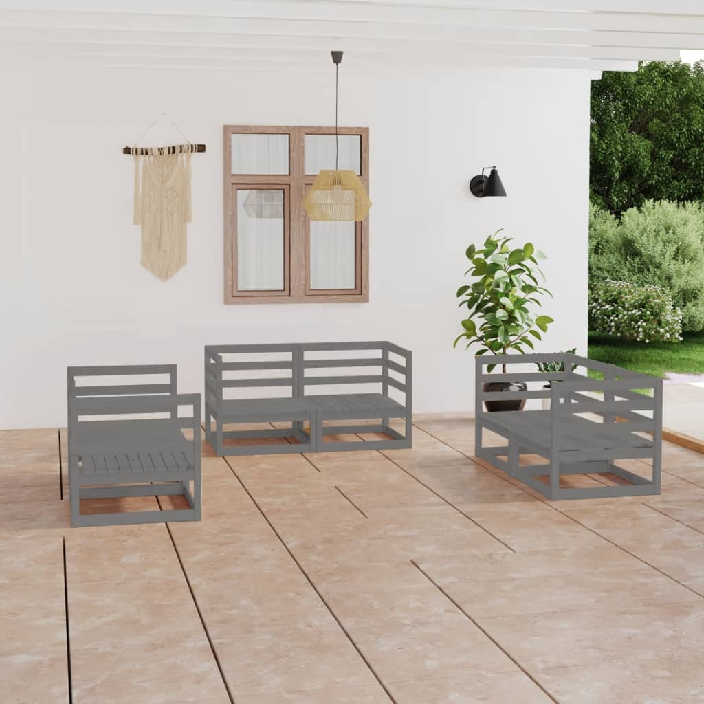 vidaXL 6-tlg. Garten-Lounge-Set Massivholz Kiefer