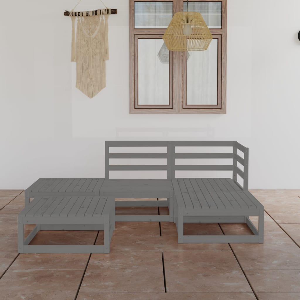 vidaXL 5-tlg. Garten-Lounge-Set Massivholz Kiefer