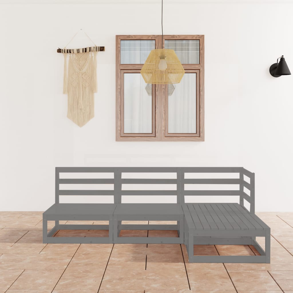 vidaXL 4-tlg. Garten-Lounge-Set Massivholz Kiefer