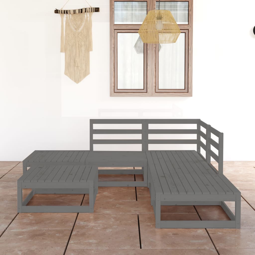 vidaXL 6-tlg. Garten-Lounge-Set Massivholz Kiefer