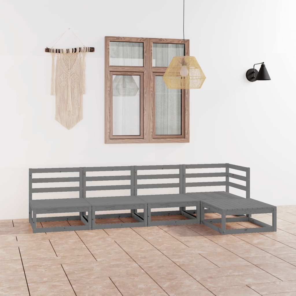 vidaXL 5-tlg. Garten-Lounge-Set Massivholz Kiefer