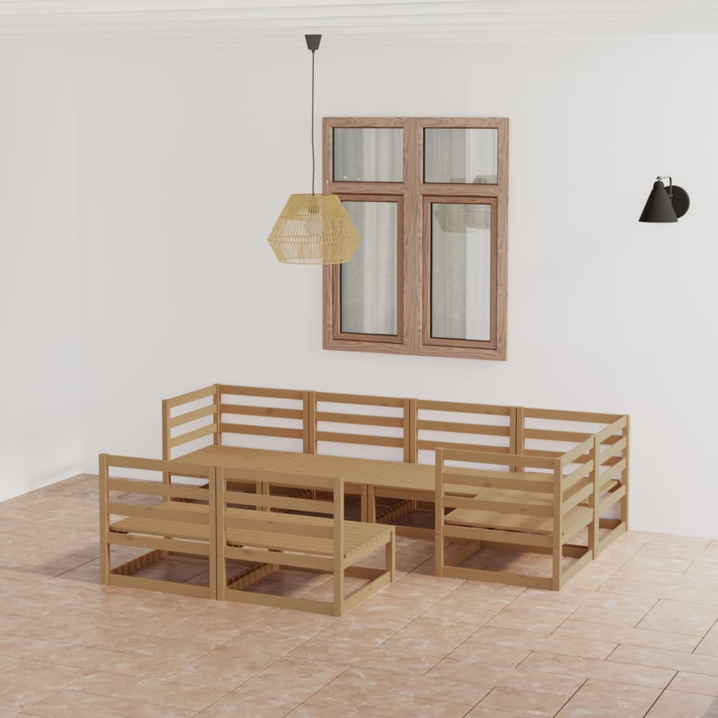 vidaXL 7-tlg. Garten-Lounge-Set Massivholz Kiefer