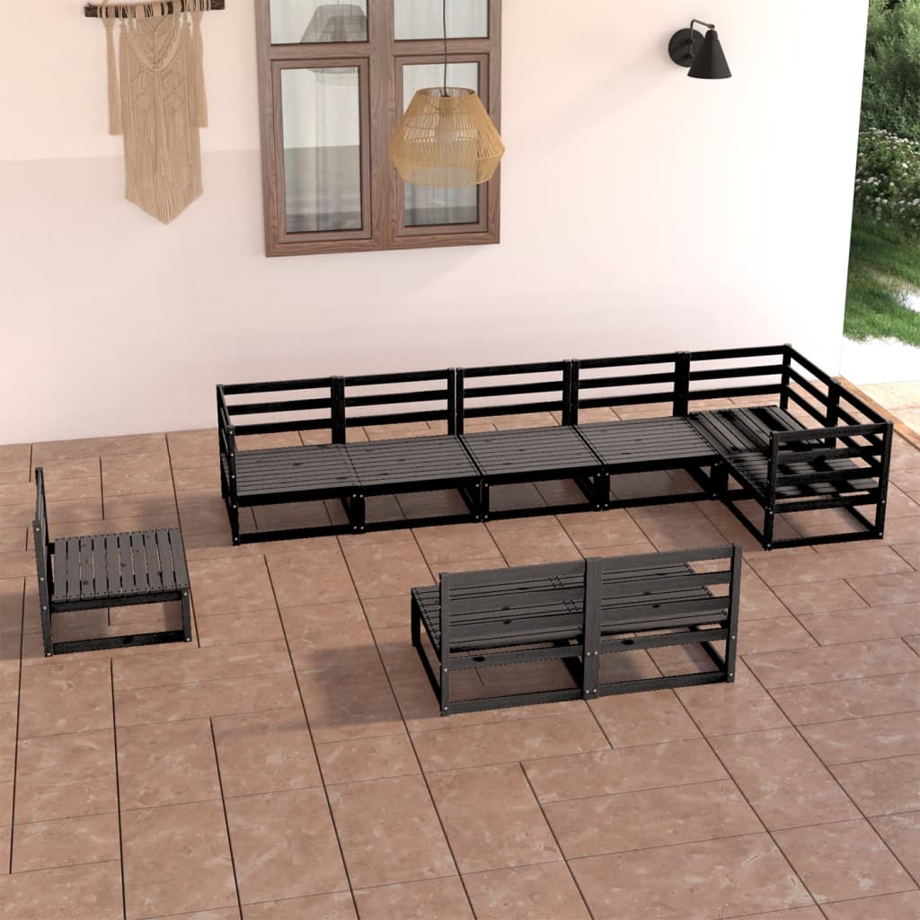 vidaXL 9-tlg. Garten-Lounge-Set Grau Kiefer Massivholz