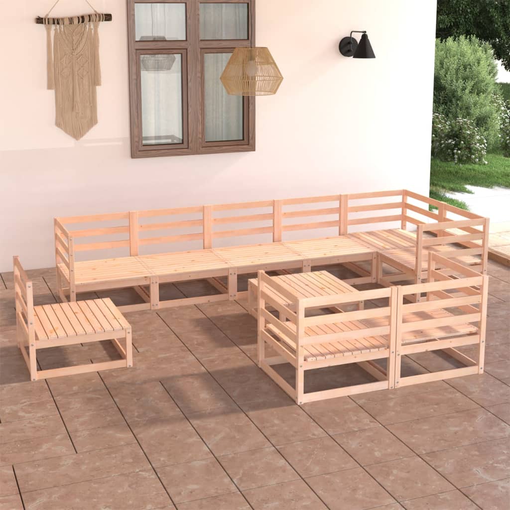 vidaXL 10-tlg. Garten-Lounge-Set Massivholz Kiefer