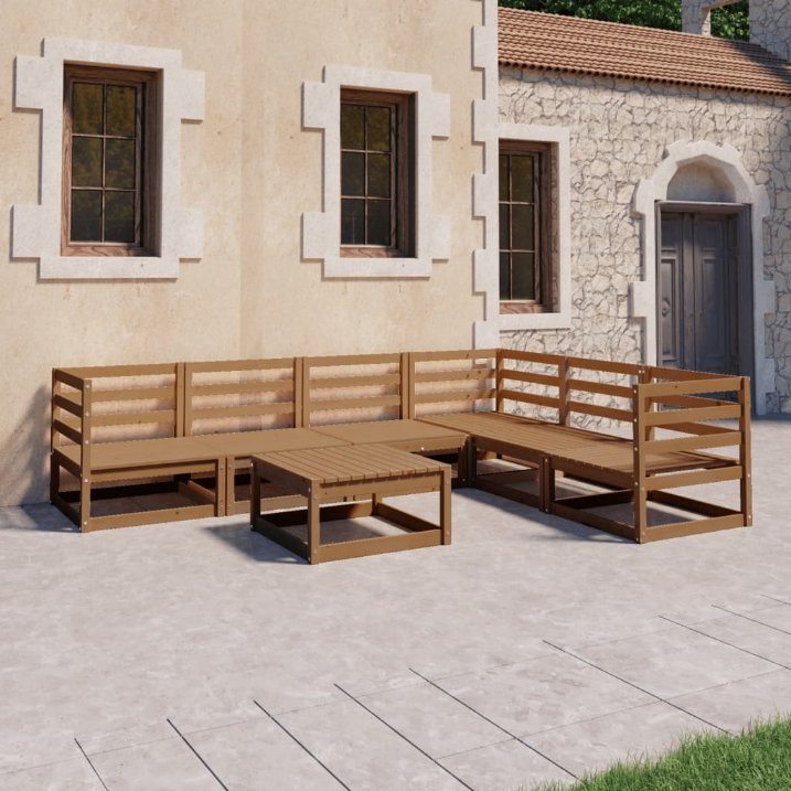 vidaXL 7-tlg. Garten-Lounge-Set Massivholz Kiefer