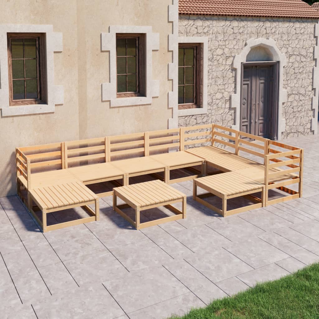 vidaXL 10-tlg. Garten-Lounge-Set Massivholz Kiefer