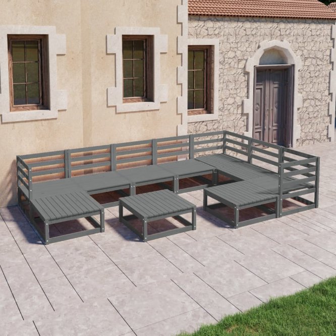 vidaXL 10-tlg. Garten-Lounge-Set Massivholz Kiefer