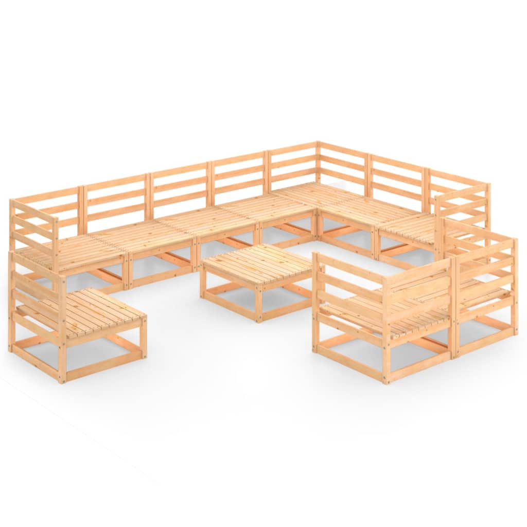 vidaXL 11-tlg. Garten-Lounge-Set Massivholz Kiefer