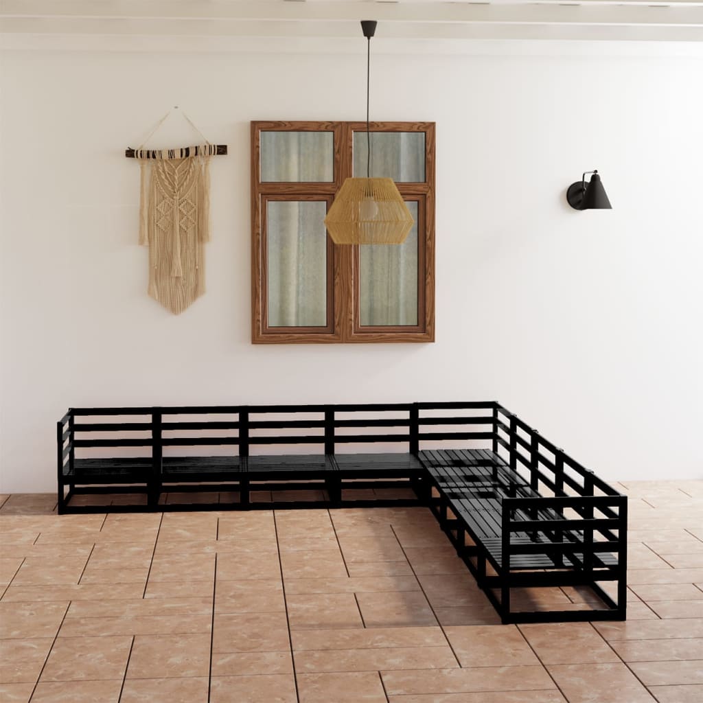 vidaXL 9-tlg. Garten-Lounge-Set Grau Kiefer Massivholz