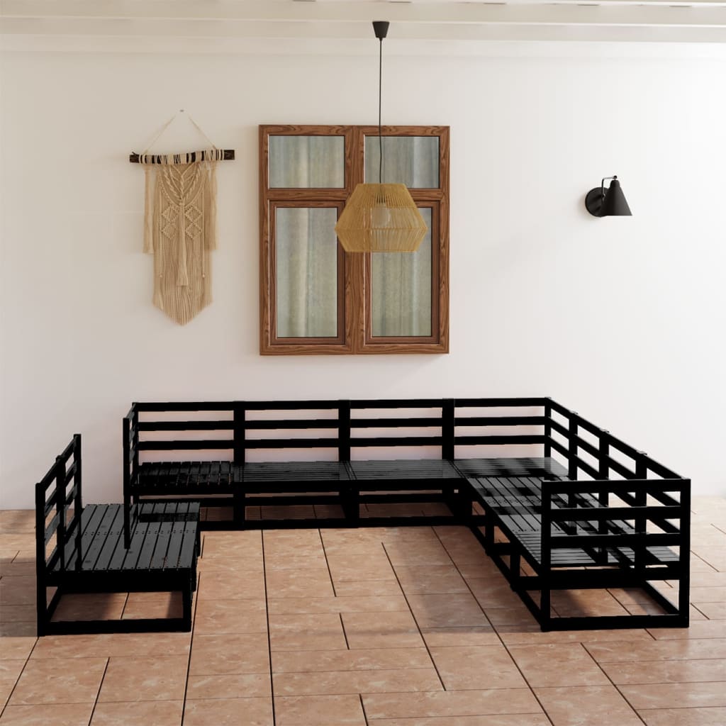 vidaXL 9-tlg. Garten-Lounge-Set Grau Kiefer Massivholz