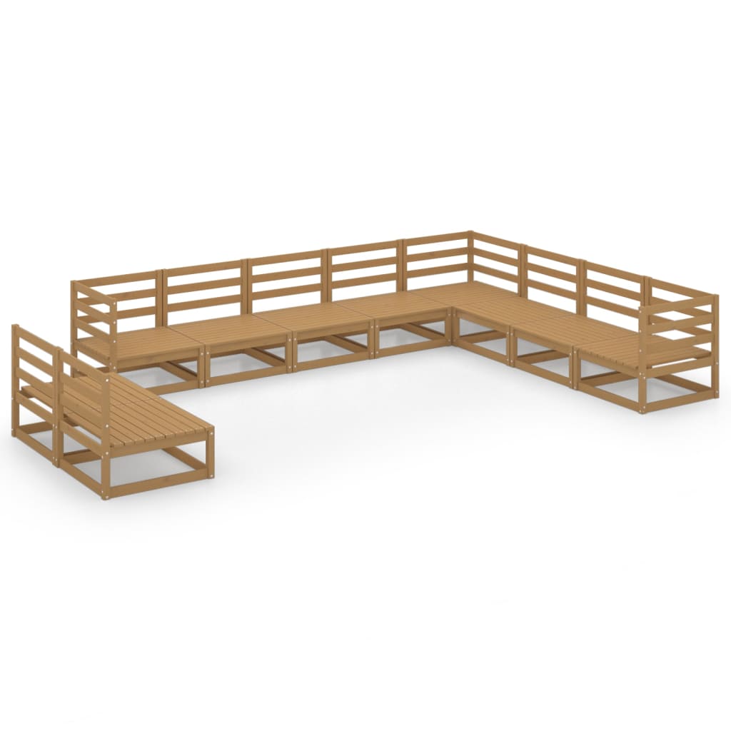 vidaXL 10-tlg. Garten-Lounge-Set Honigbraun Massivholz Kiefer