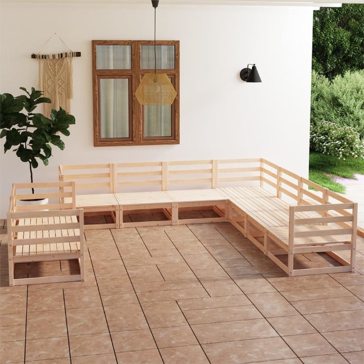 vidaXL 9-tlg. Garten-Lounge-Set Massivholz Kiefer
