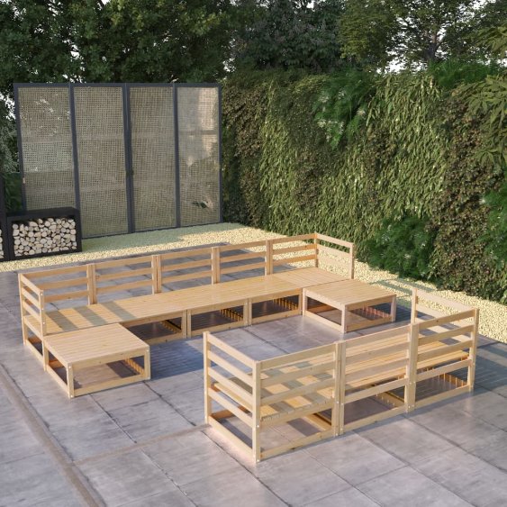 vidaXL 10-tlg. Garten-Lounge-Set Massivholz Kiefer