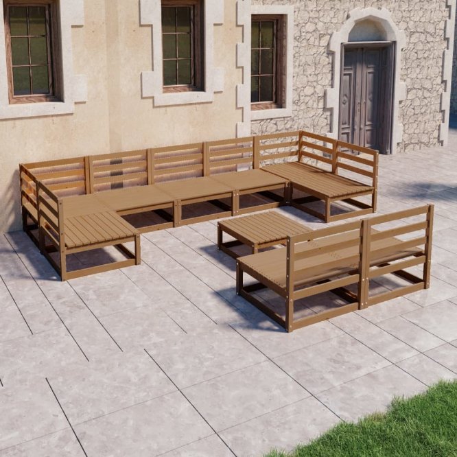 vidaXL 10-tlg. Garten-Lounge-Set Massivholz Kiefer