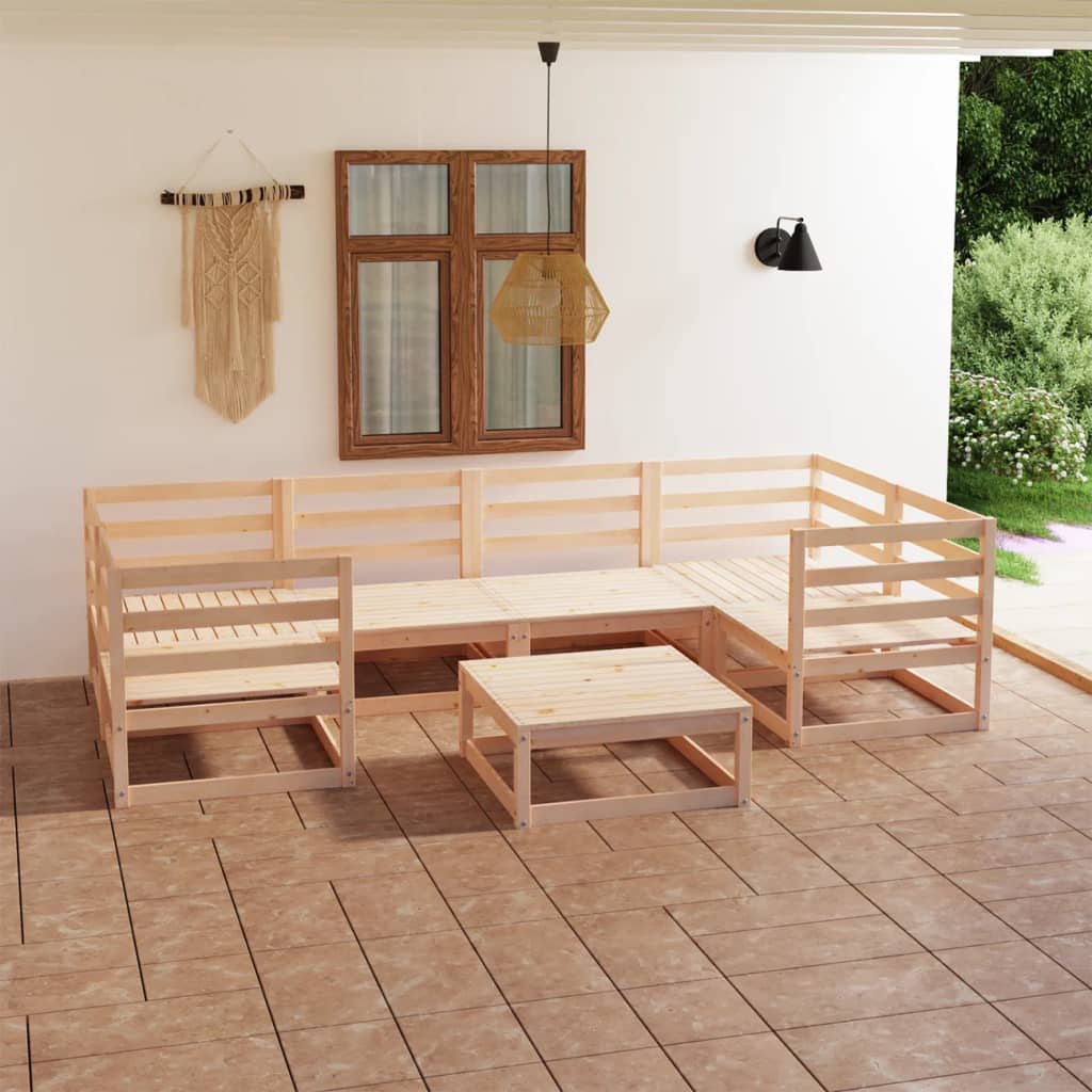 vidaXL 7-tlg. Garten-Lounge-Set Massivholz Kiefer