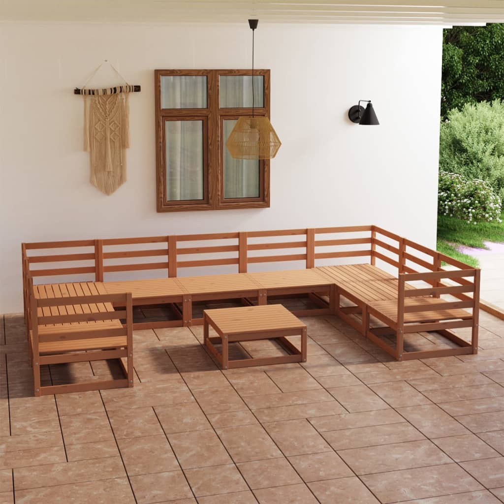 vidaXL 10-tlg. Garten-Lounge-Set Massivholz Kiefer