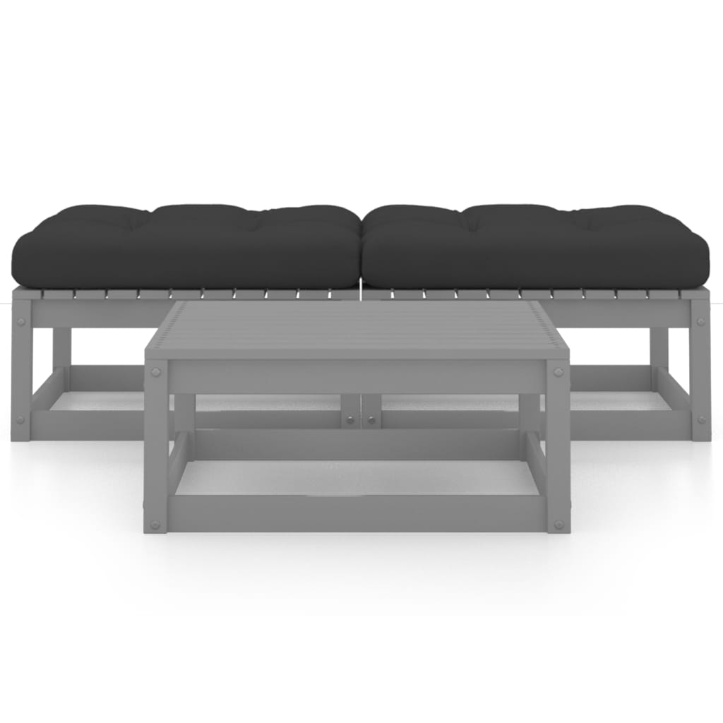 vidaXL 3-tlg. Garten-Lounge-Set mit Kissen Kiefer Massivholz