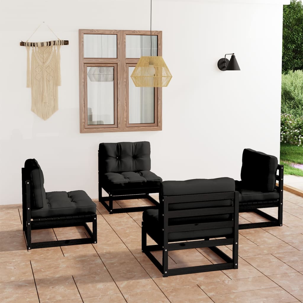 vidaXL 4-tlg. Garten-Lounge-Set Massivholz Kiefer