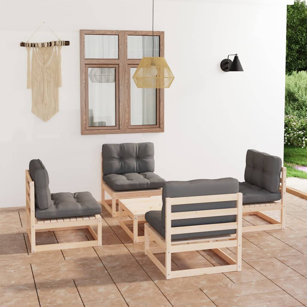 vidaXL 5-tlg. Garten-Lounge-Set Massivholz Kiefer