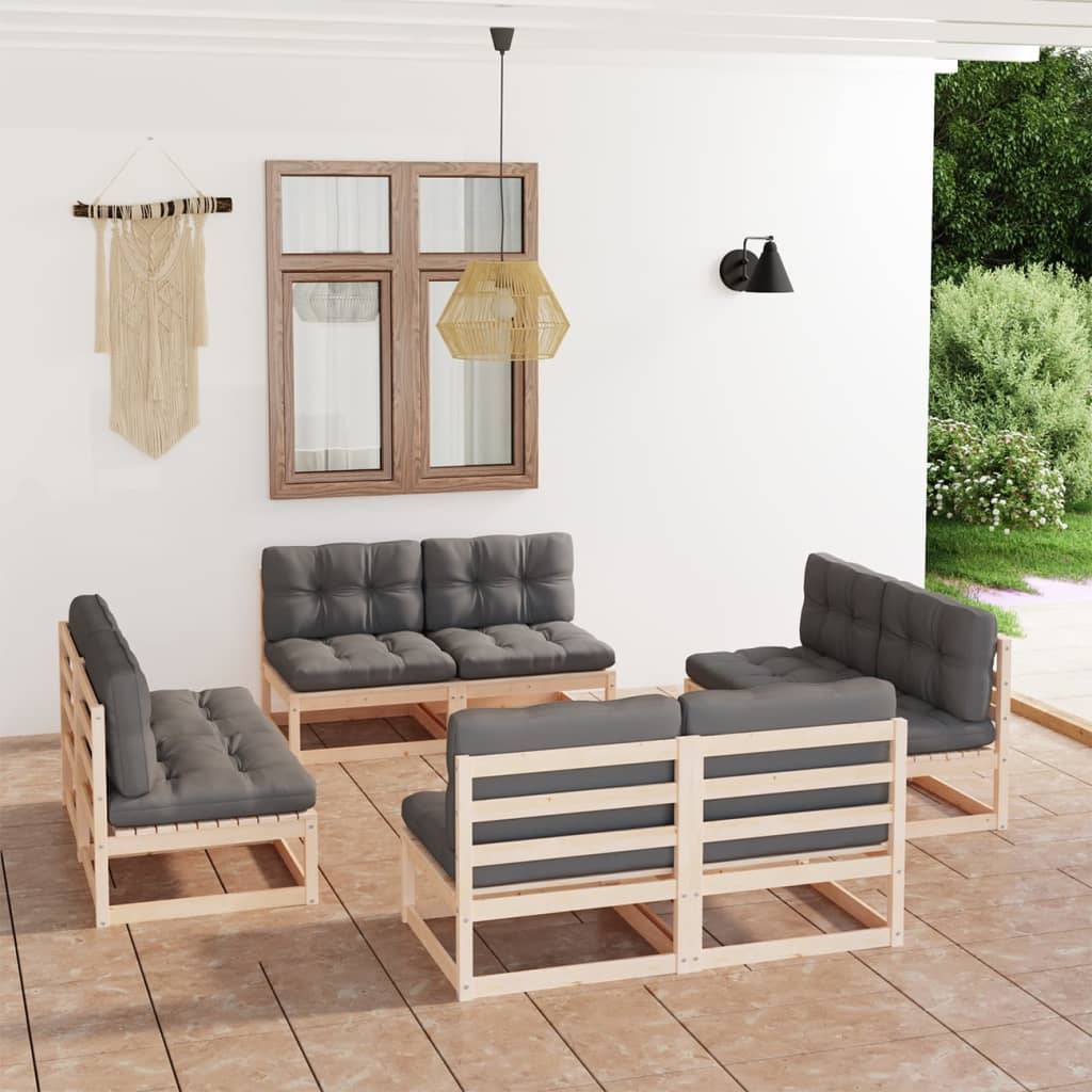 vidaXL 8-tlg. Garten-Lounge-Set Massivholz Kiefer