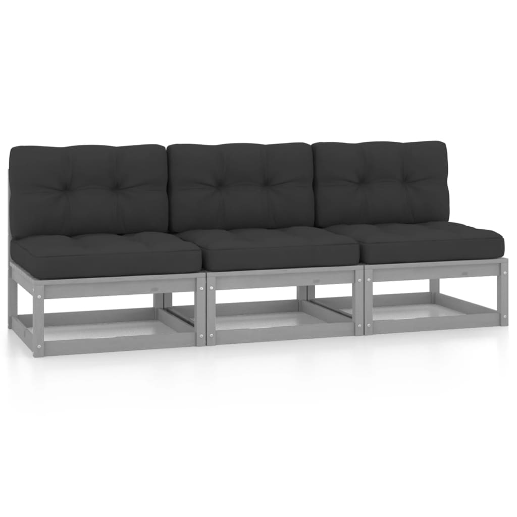 vidaXL Outdoor-Sofa 3-Sitzer Massivholz Kiefer